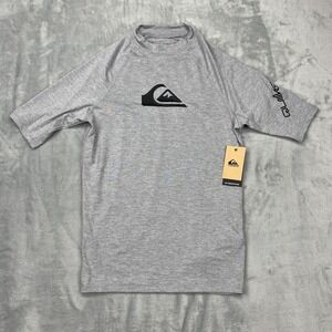New Quiksilver Shirt Mens Large Grey Rashguard Sun Protection UV Water Sports